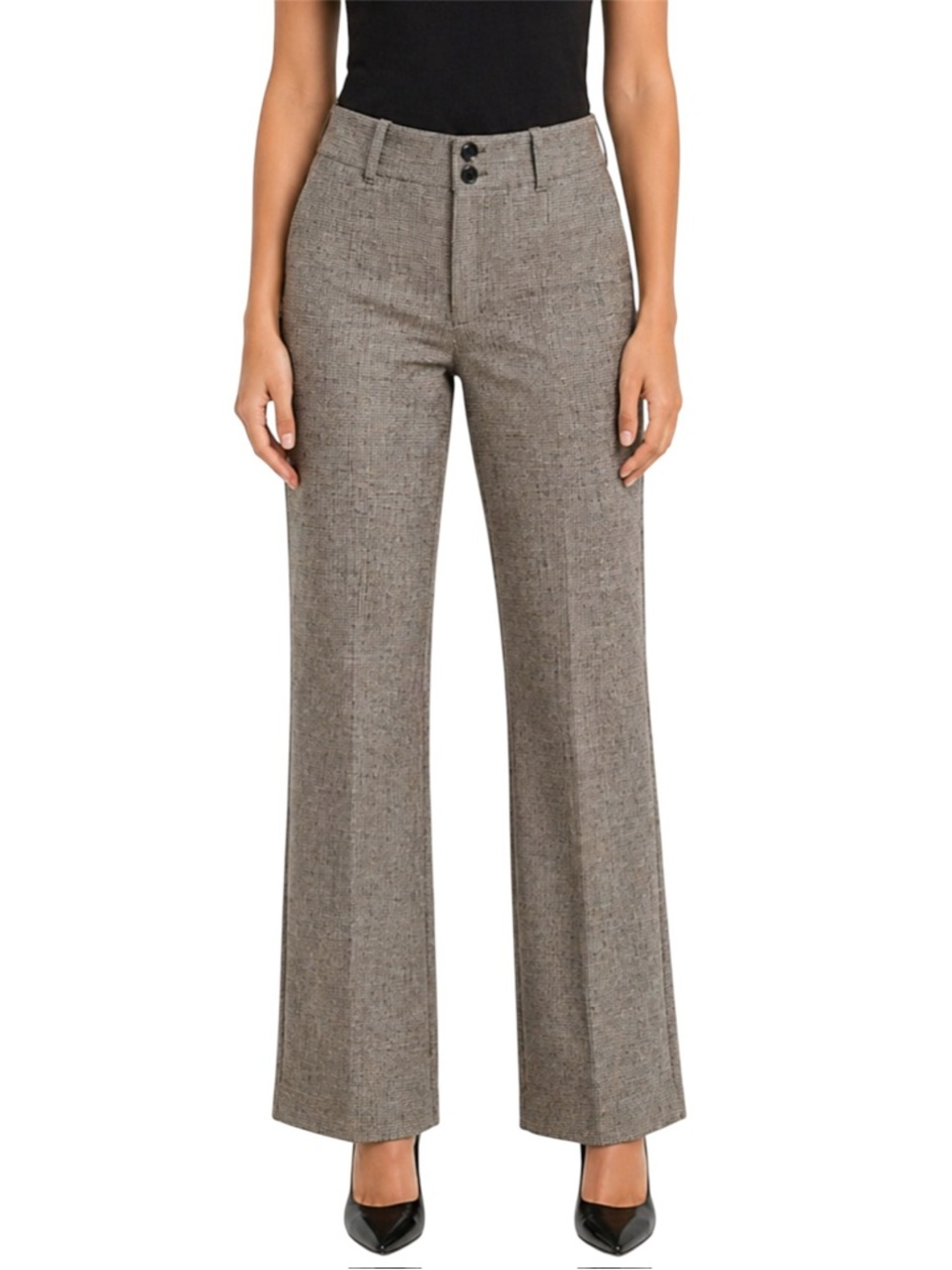 BANANA REPUBLIC Gray Houndstooth Stretch Wool Blend Straight Leg Pant US 6